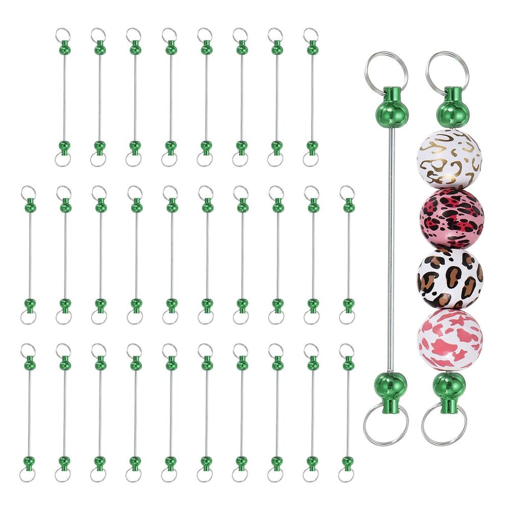 6939 30pcs Beadable Keychain Bar, Beadable Keychains Blanks Beaded Keychain